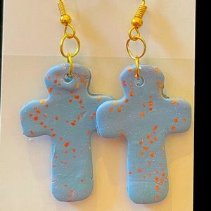 Polymer Clay cross earrings